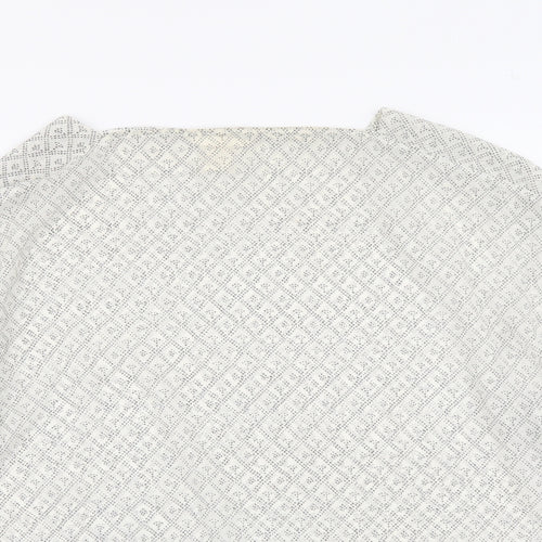 H^&M Womens Ivory Geometric Polyester Basic Blouse Size M Square Neck