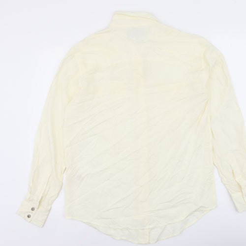 Frye Womens Ivory Polyester Basic Button-Up Size S Collared