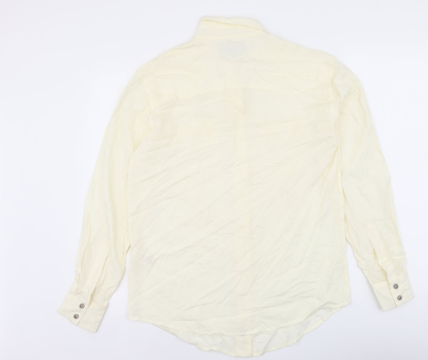 Frye Womens Ivory Polyester Basic Button-Up Size S Collared