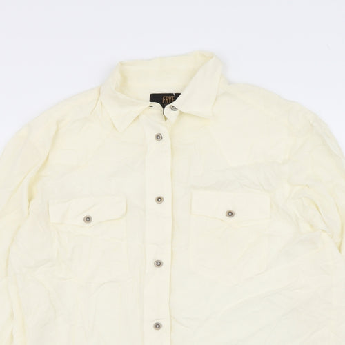 Frye Womens Ivory Polyester Basic Button-Up Size S Collared