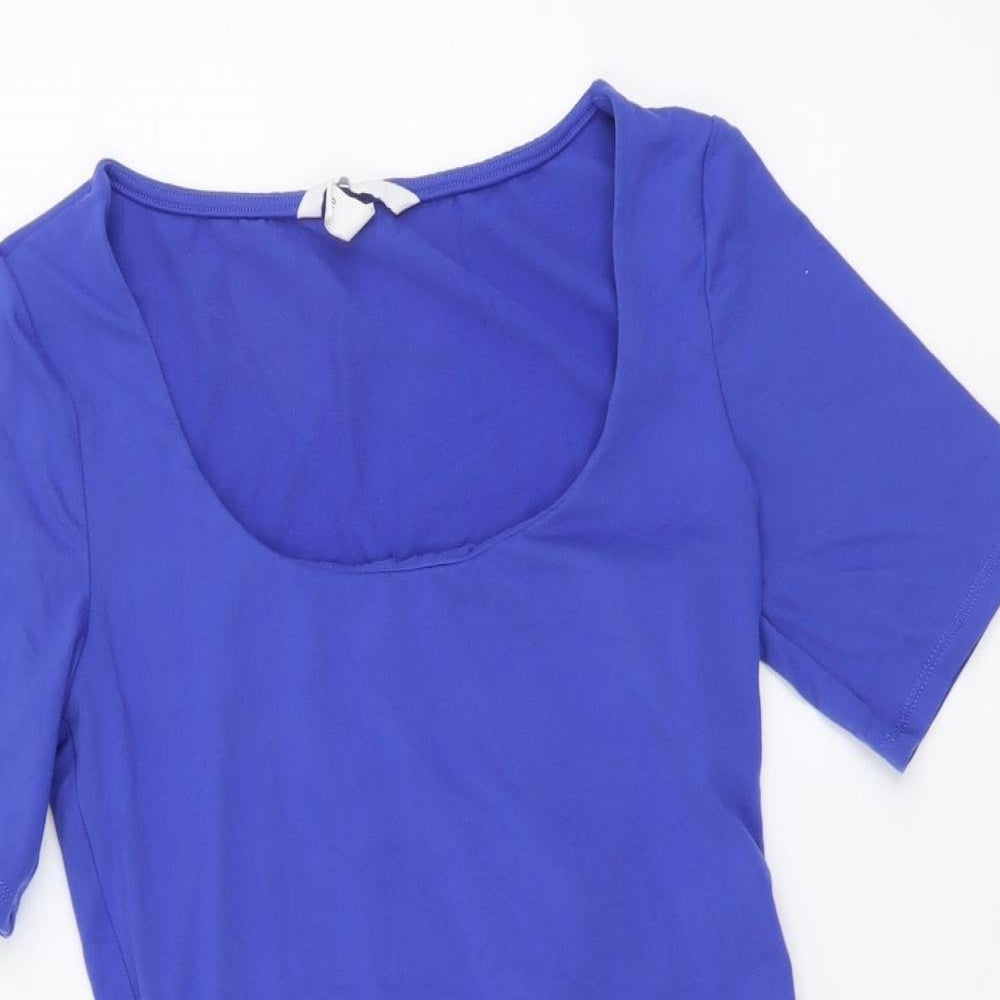 H&M Womens Blue Polyester Bodysuit One-Piece Size S Snap