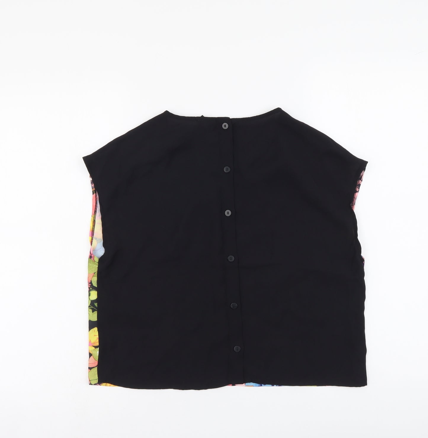 H&M Womens Multicoloured Floral Polyester Basic Blouse Size XS Round Neck