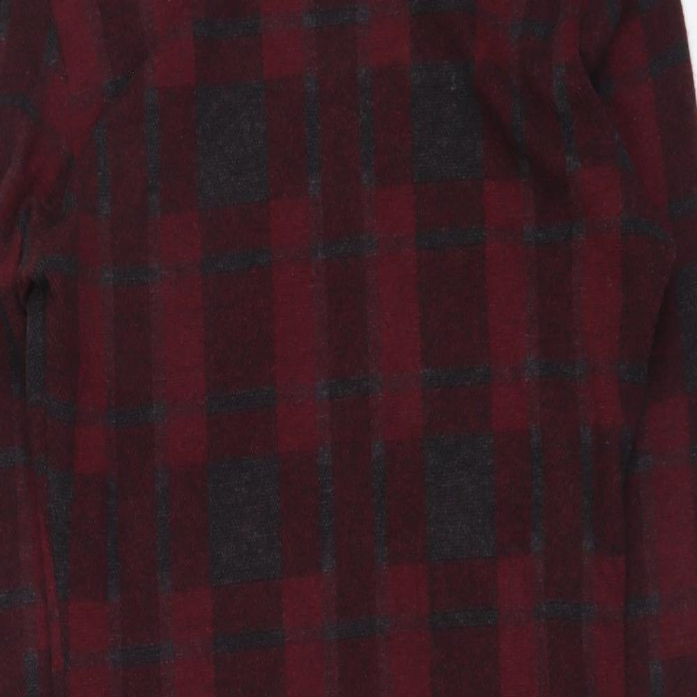 New Look Womens Red Plaid Polyester Jumper Dress Size 12 Round Neck Pullover