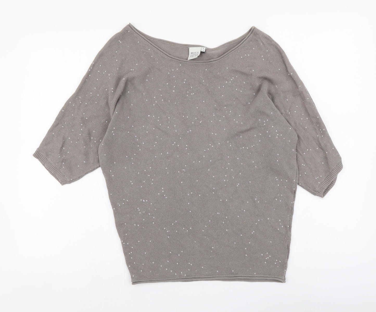 Miss Capitan Womens Beige Round Neck Acrylic Pullover Jumper Size S