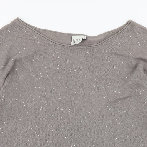 Miss Capitan Womens Beige Round Neck Acrylic Pullover Jumper Size S