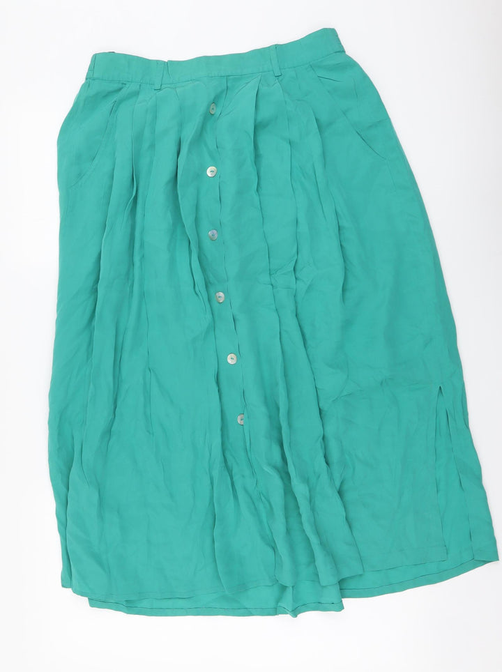 Sixth Sense Womens Green Polyester A-Line Skirt Size 14 Drawstring