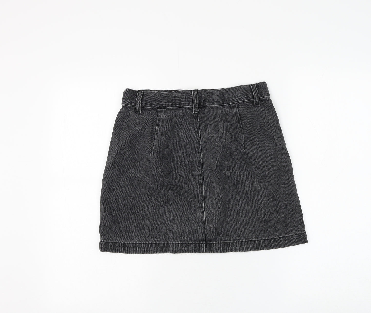 Topshop Womens Grey Cotton A-Line Skirt Size 10 Zip