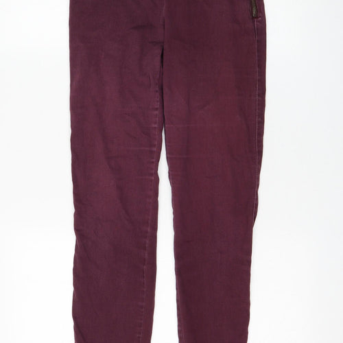 H&M Womens Purple Cotton Skinny Jeans Size 10 L30 in Regular Zip