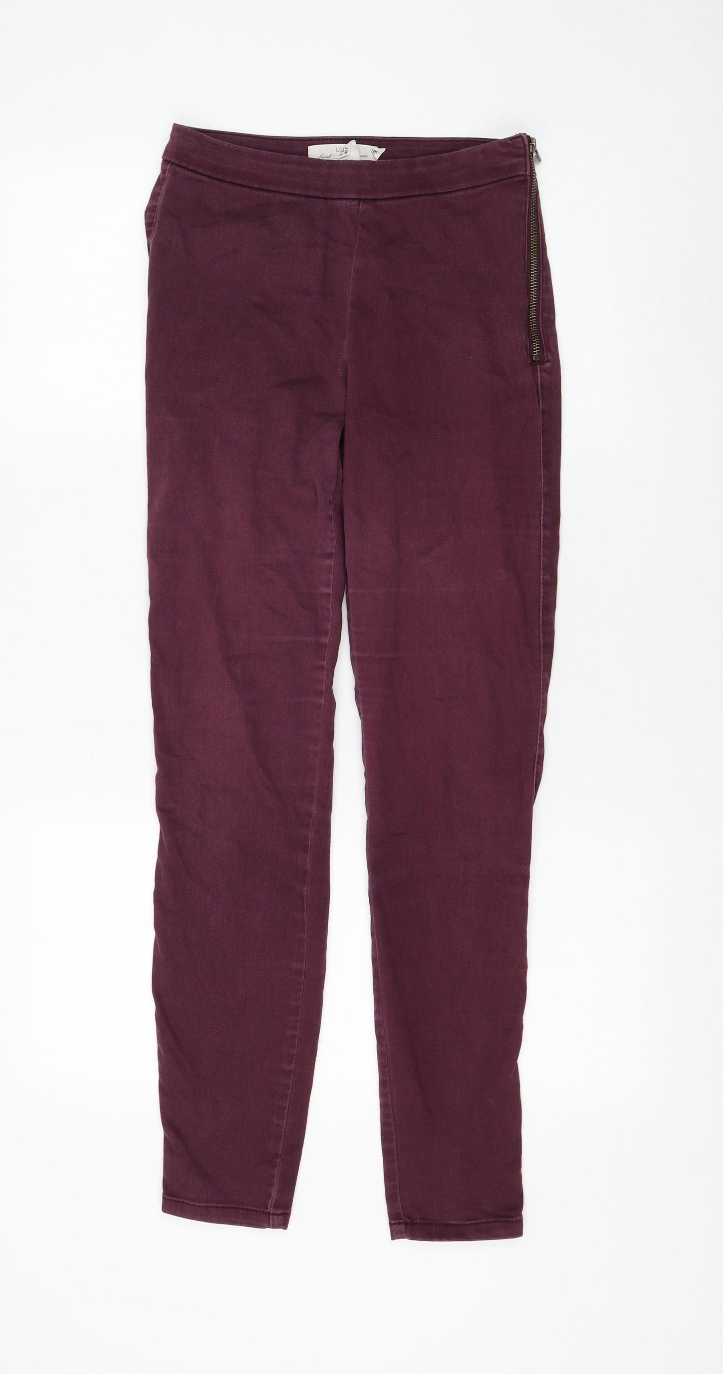 H&M Womens Purple Cotton Skinny Jeans Size 10 L30 in Regular Zip