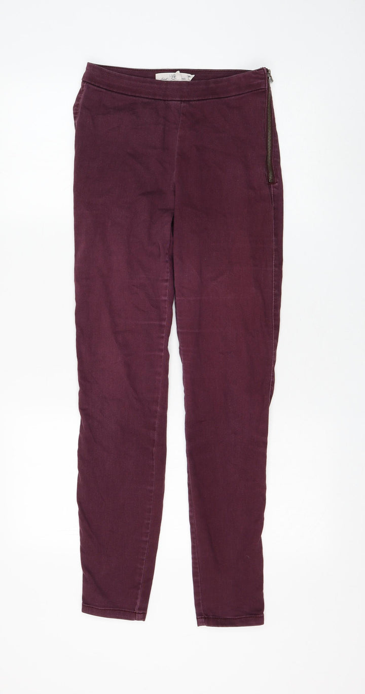 H&M Womens Purple Cotton Skinny Jeans Size 10 L30 in Regular Zip
