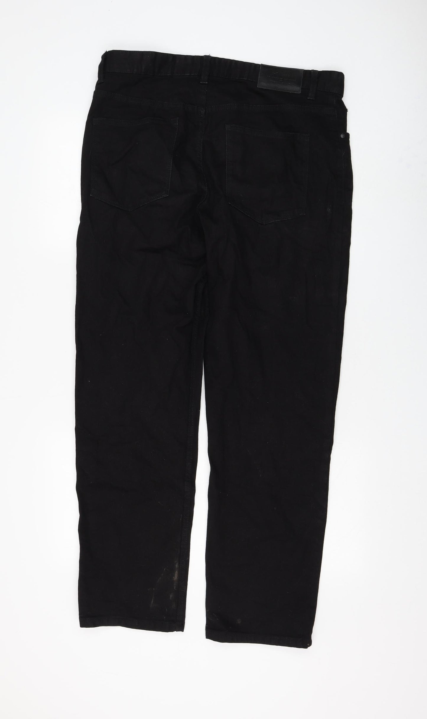 TU Mens Black Cotton Straight Jeans Size 34 in L30 in Regular Zip