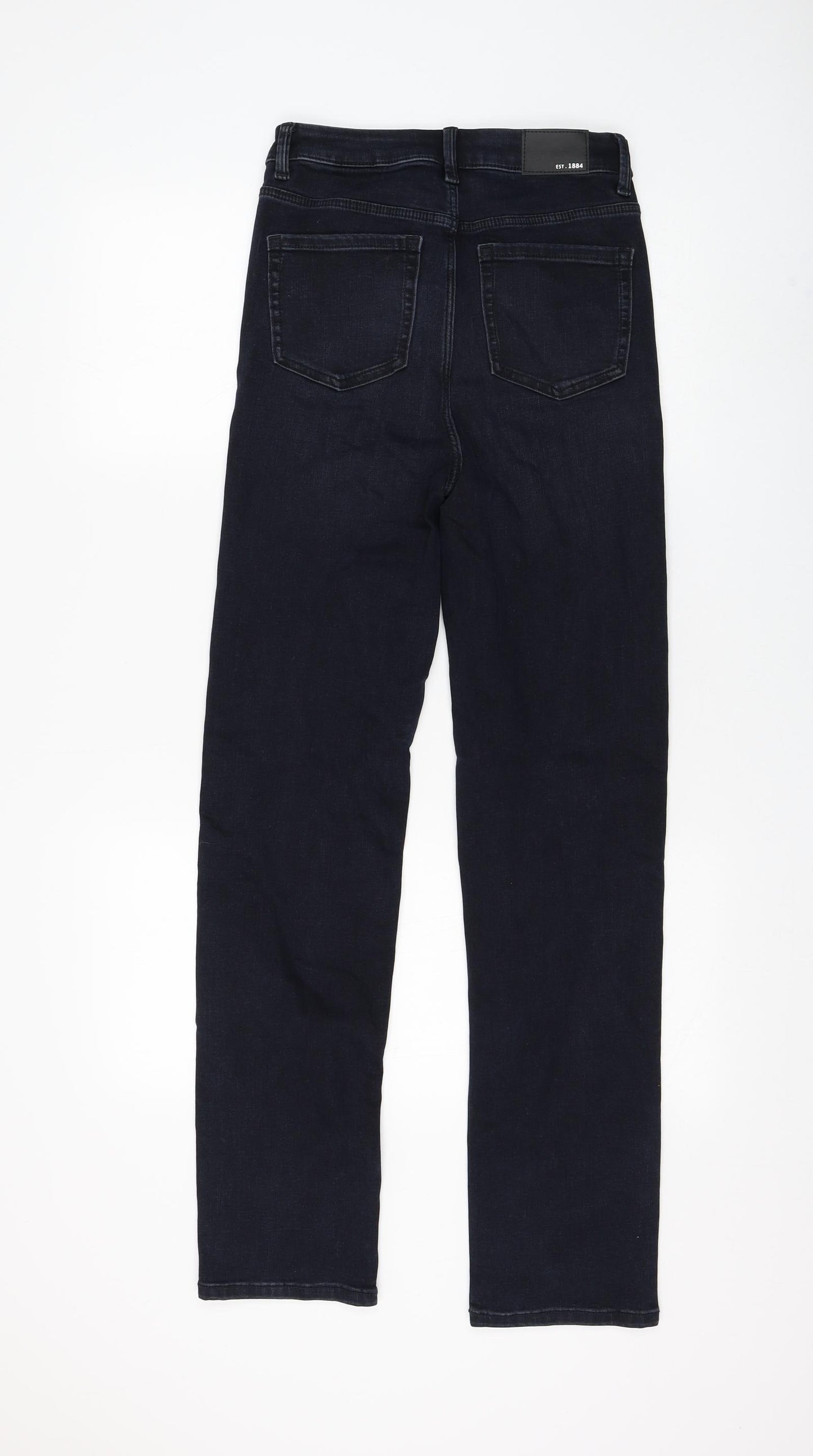 Marks and Spencer Womens Black Cotton Straight Jeans Size 8 L30 in Regular Zip