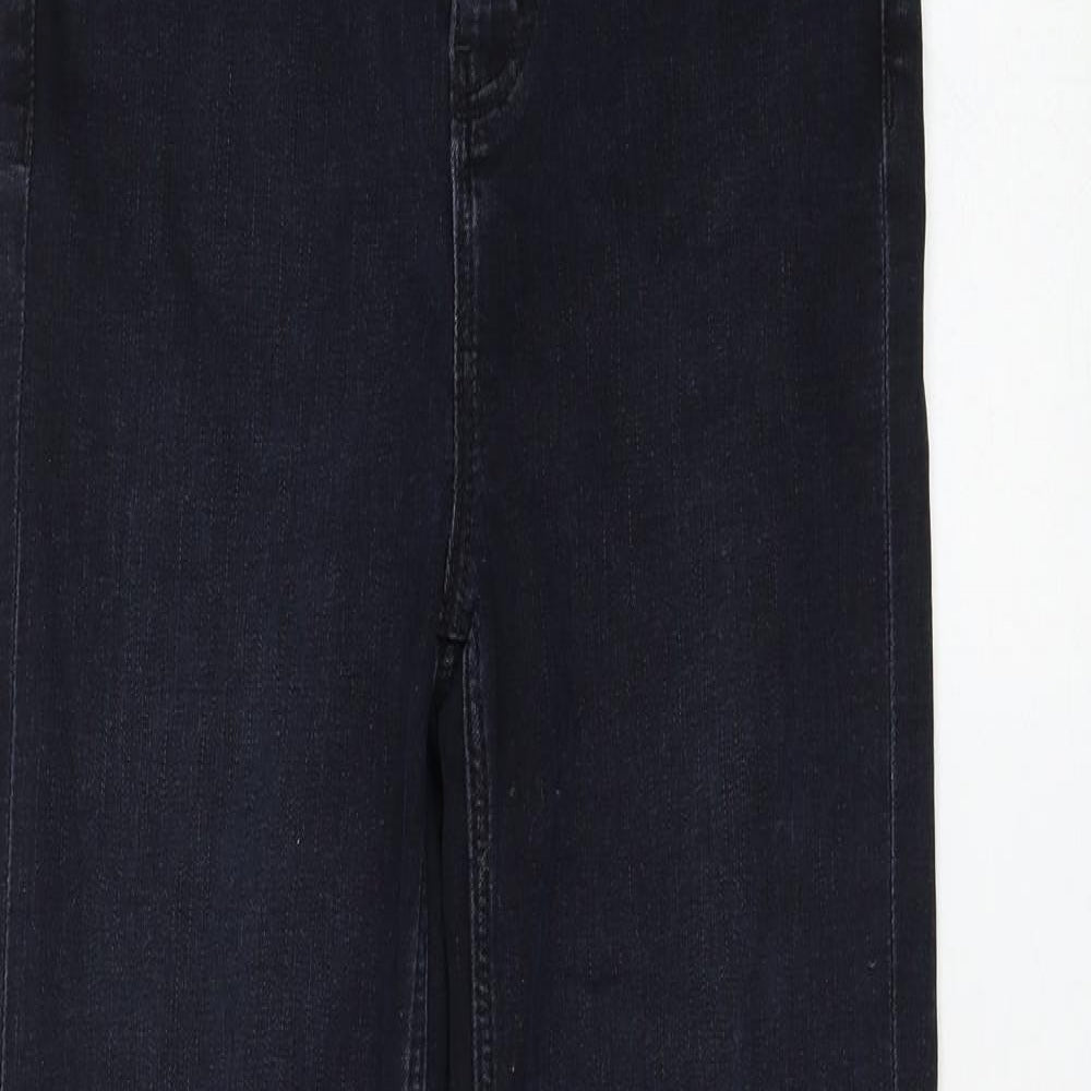 Marks and Spencer Womens Black Cotton Straight Jeans Size 8 L30 in Regular Zip