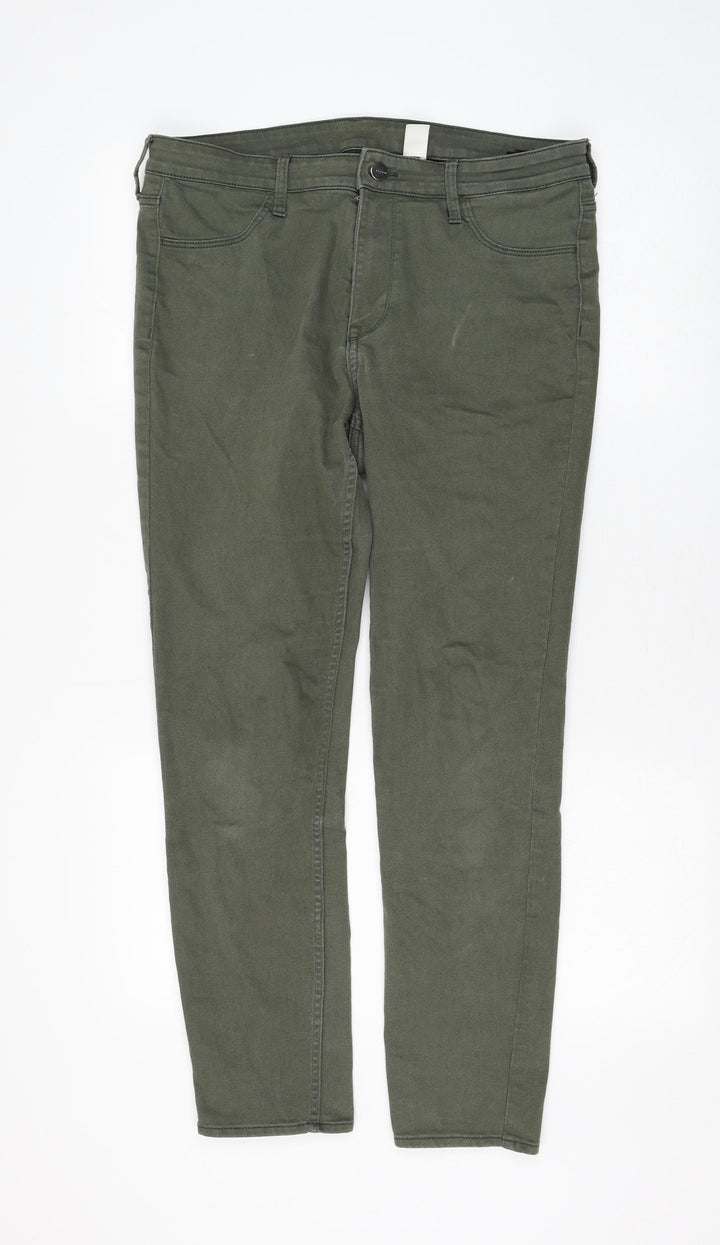 H&M Womens Green Cotton Skinny Jeans Size 33 in L28 in Regular Zip