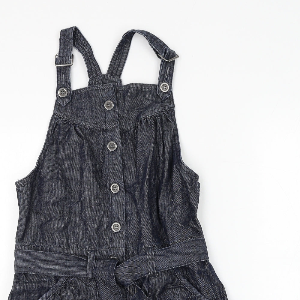 NEXT Girls Blue Cotton Dungaree One-Piece Size 12 Years Button