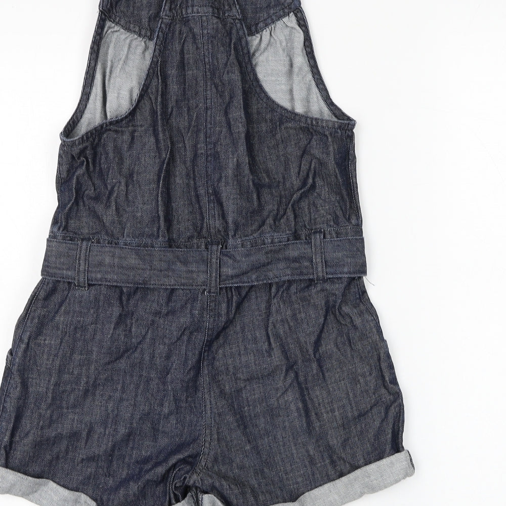 NEXT Girls Blue Cotton Dungaree One-Piece Size 12 Years Button