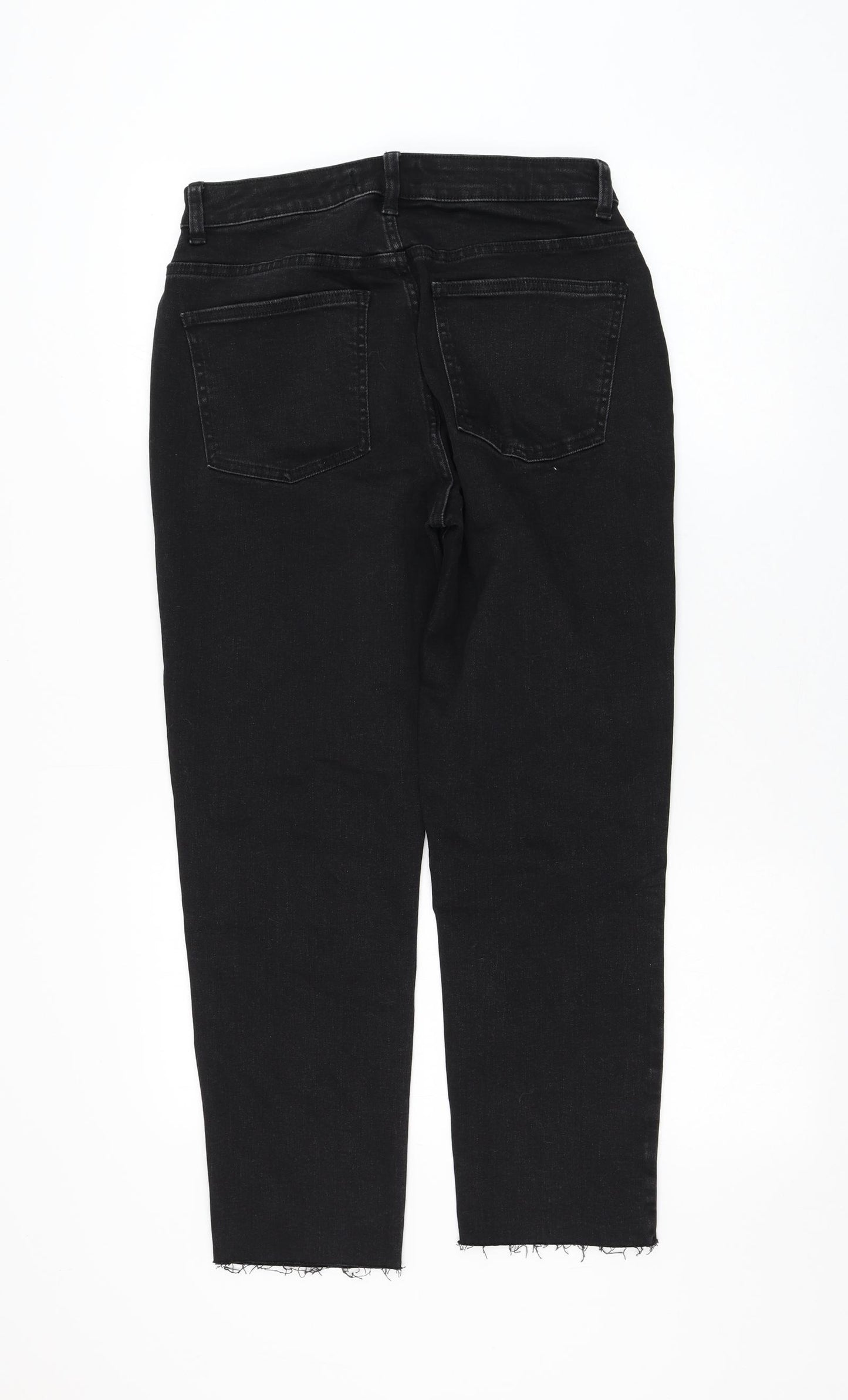 Primark Womens Black Cotton Straight Jeans Size 10 L26 in Regular Zip