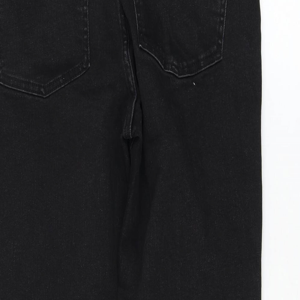 Primark Womens Black Cotton Straight Jeans Size 10 L26 in Regular Zip
