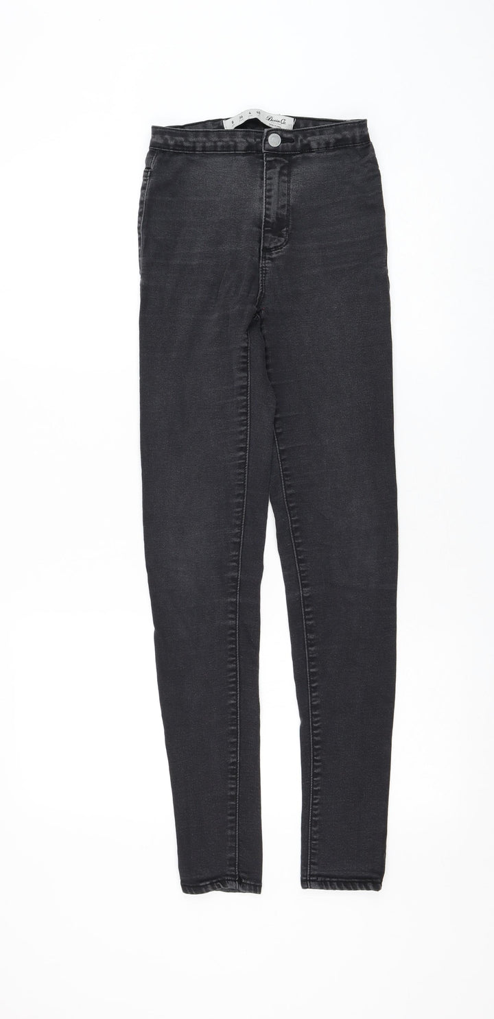 Primark Womens Black Cotton Skinny Jeans Size 8 L28 in Regular Zip