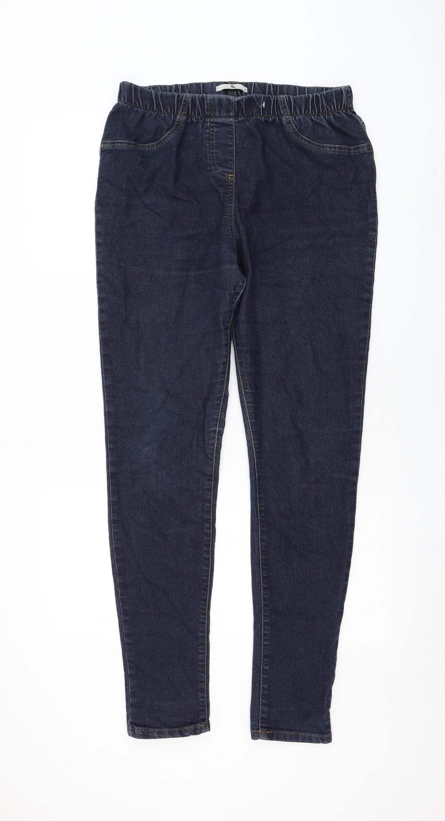 TU Womens Blue Cotton Skinny Jeans Size 14 L30 in Regular