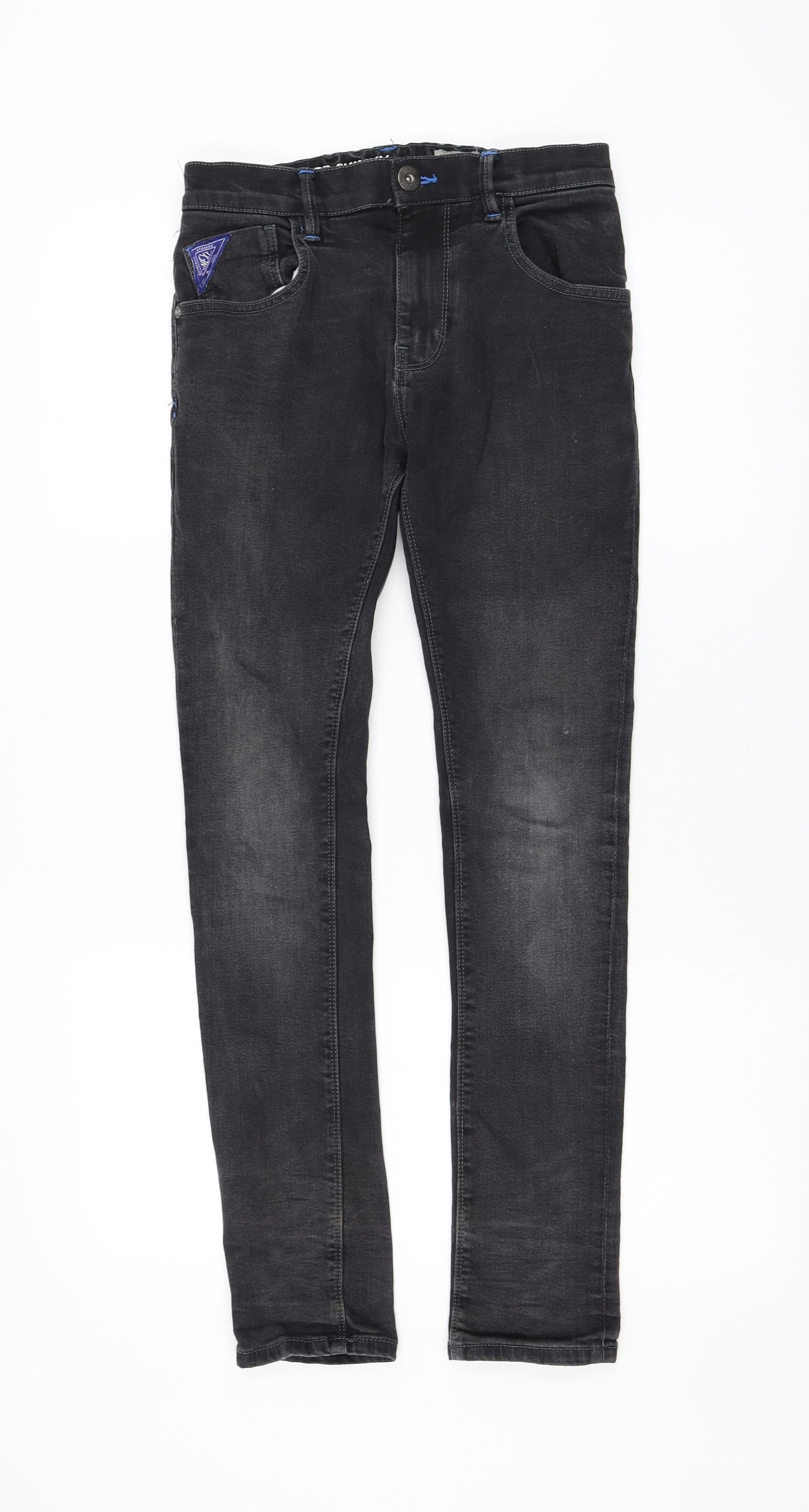 NEXT Boys Grey Cotton Skinny Jeans Size 12 Years Regular Zip