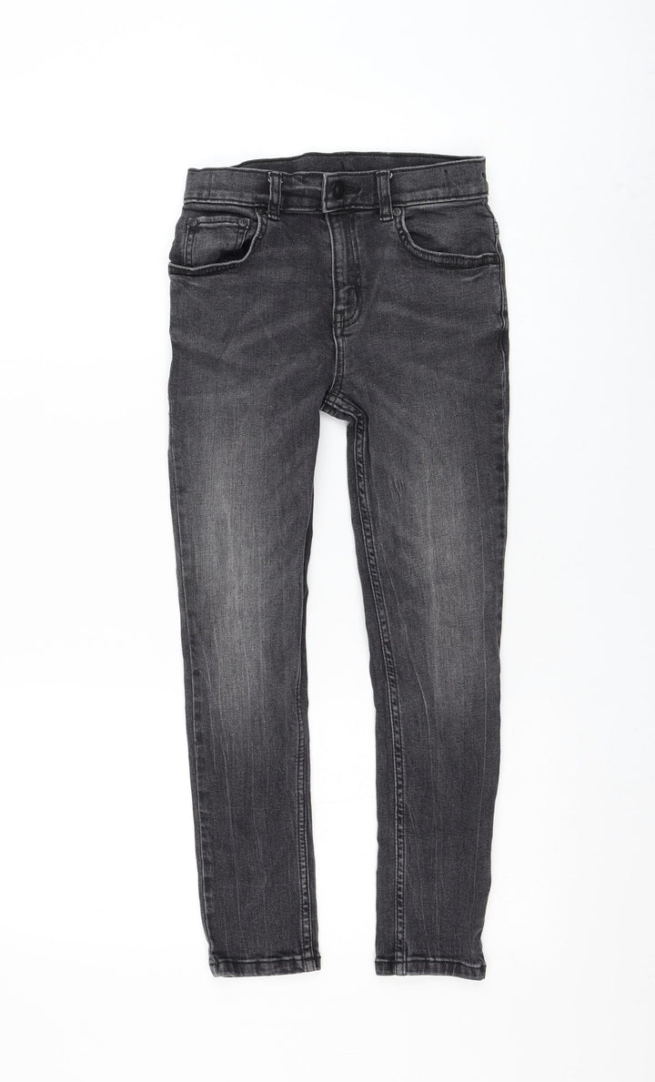 TU Boys Grey Cotton Skinny Jeans Size 9 Months Regular Zip