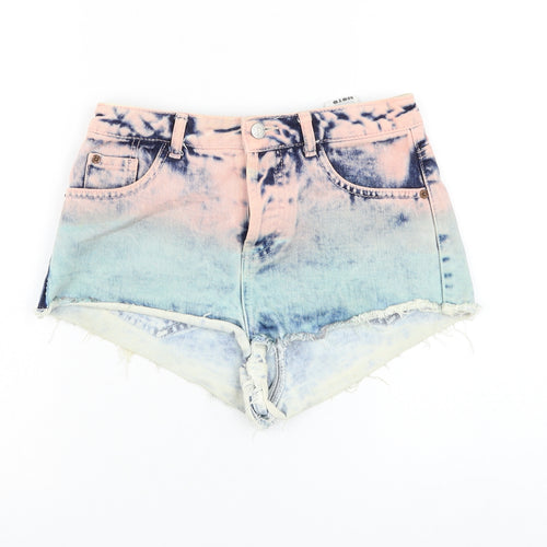 Topshop Womens Multicoloured Cotton Boyfriend Shorts Size 26 in L3 in Regular Zip - Gradient