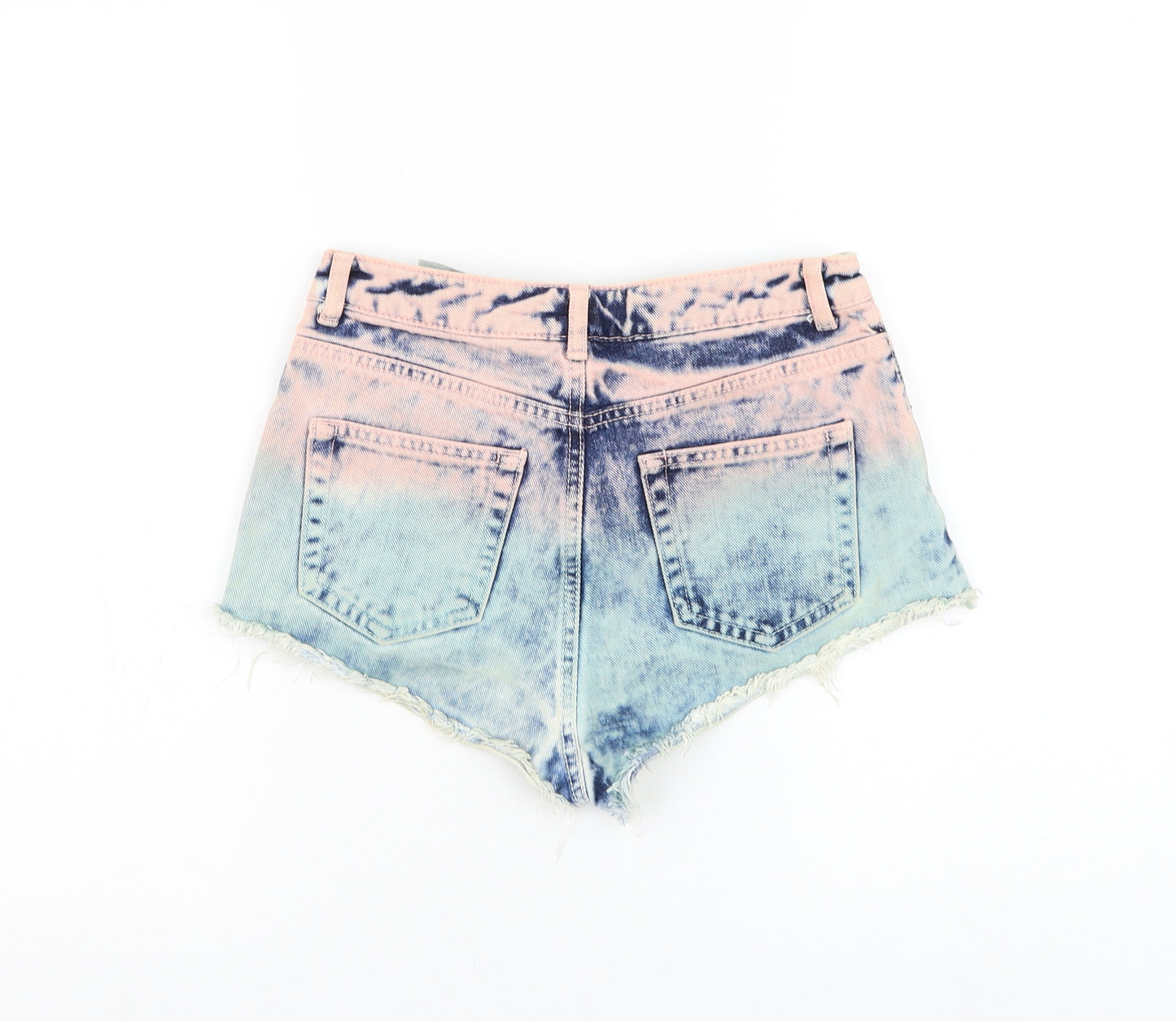 Topshop Womens Multicoloured Cotton Boyfriend Shorts Size 26 in L3 in Regular Zip - Gradient