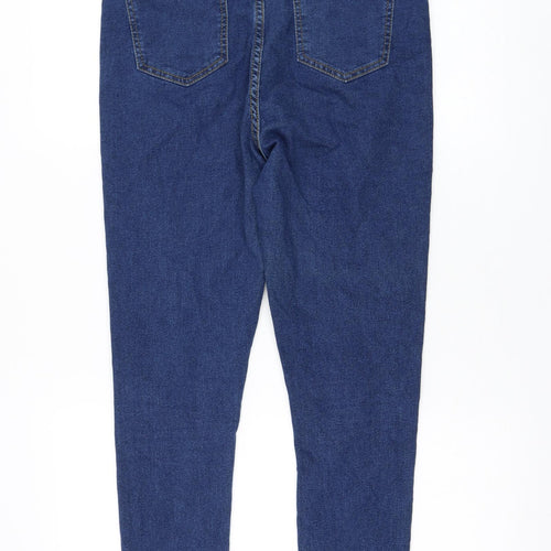 Boohoo Womens Blue Cotton Skinny Jeans Size 12 L26 in Regular Zip