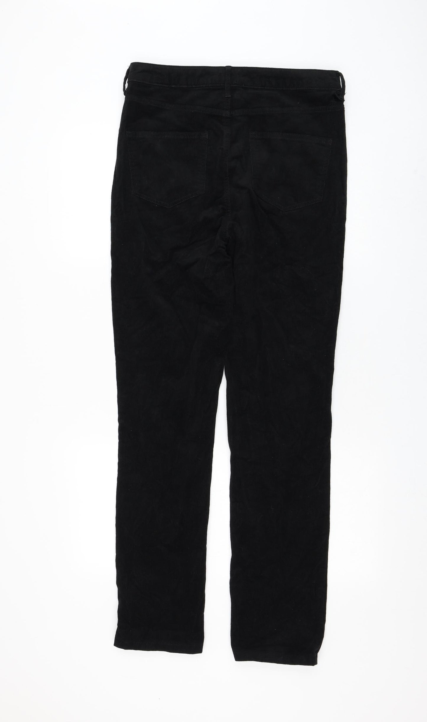 Marks and Spencer Womens Black Cotton Trousers Size 12 L30 in Regular Zip
