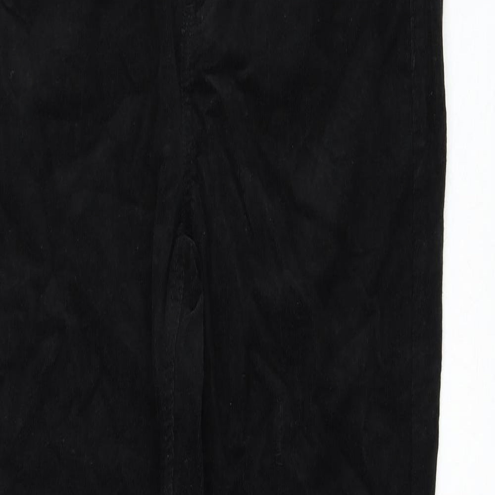 Marks and Spencer Womens Black Cotton Trousers Size 12 L30 in Regular Zip