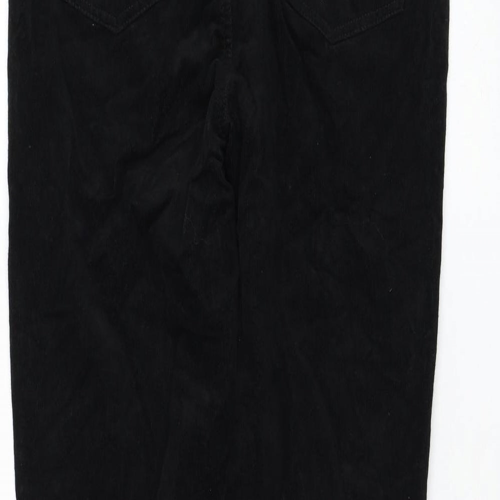 Marks and Spencer Womens Black Cotton Trousers Size 12 L30 in Regular Zip
