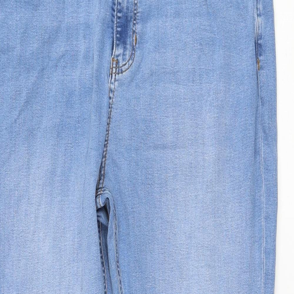 Marks and Spencer Womens Blue Cotton Straight Jeans Size 18 L27 in Regular Zip