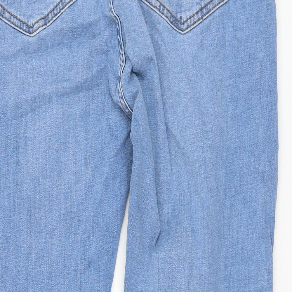 Marks and Spencer Womens Blue Cotton Straight Jeans Size 18 L27 in Regular Zip
