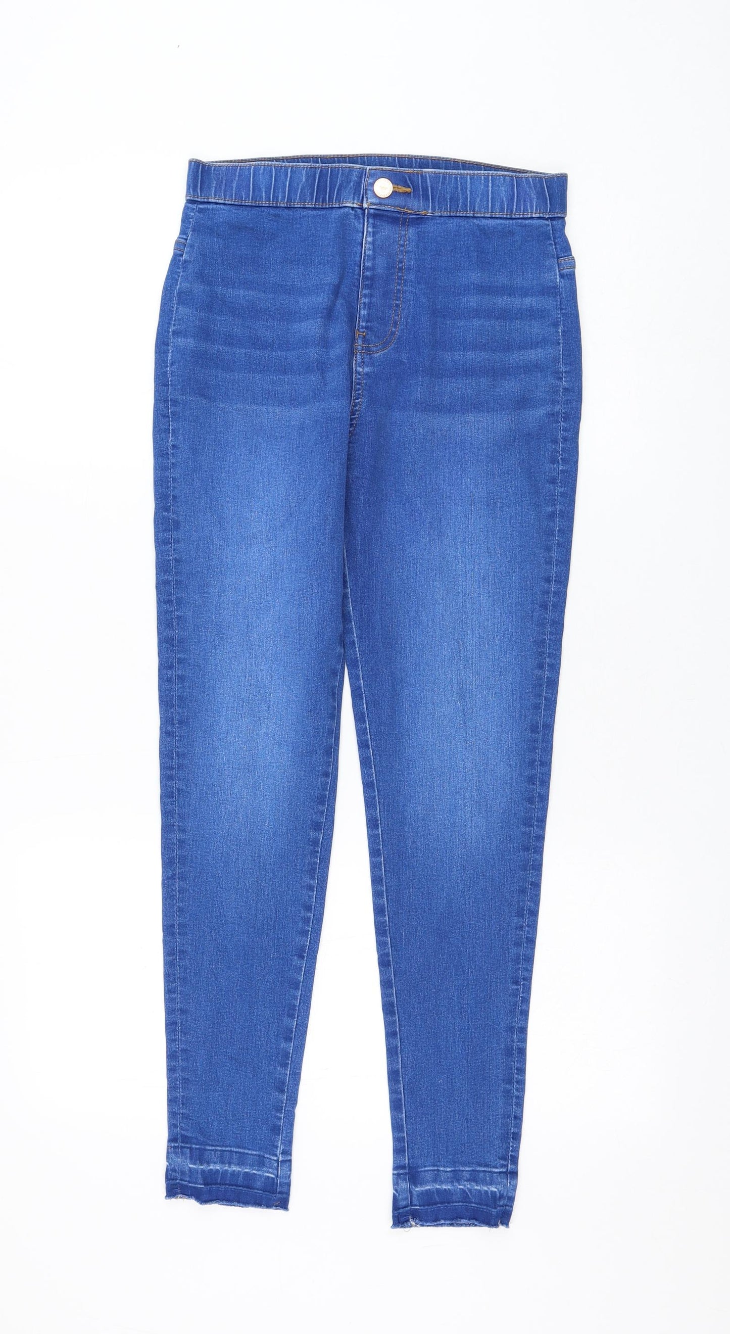 Marks and Spencer Girls Blue Cotton Skinny Jeans Size 13-14 Years Regular Pullover