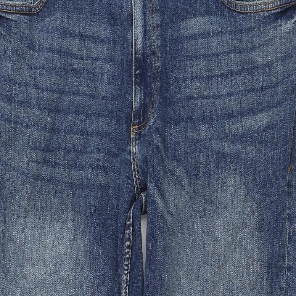 Marks and Spencer Mens Blue Cotton Straight Jeans Size 42 in L31 in Regular Zip