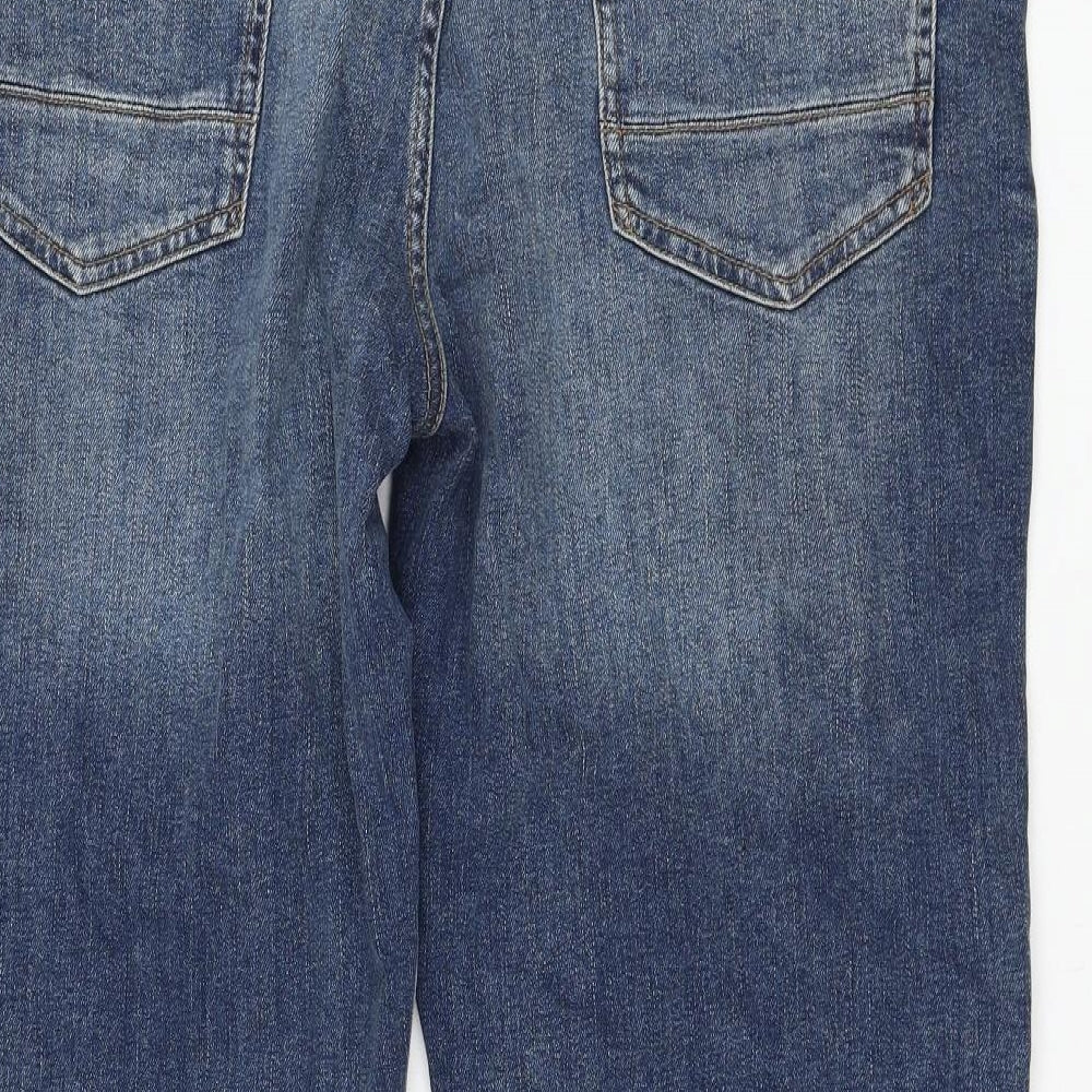 Marks and Spencer Mens Blue Cotton Straight Jeans Size 42 in L31 in Regular Zip