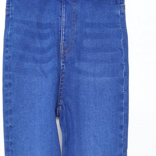 Marks and Spencer Girls Blue Cotton Skinny Jeans Size 9-10 Years Regular Button