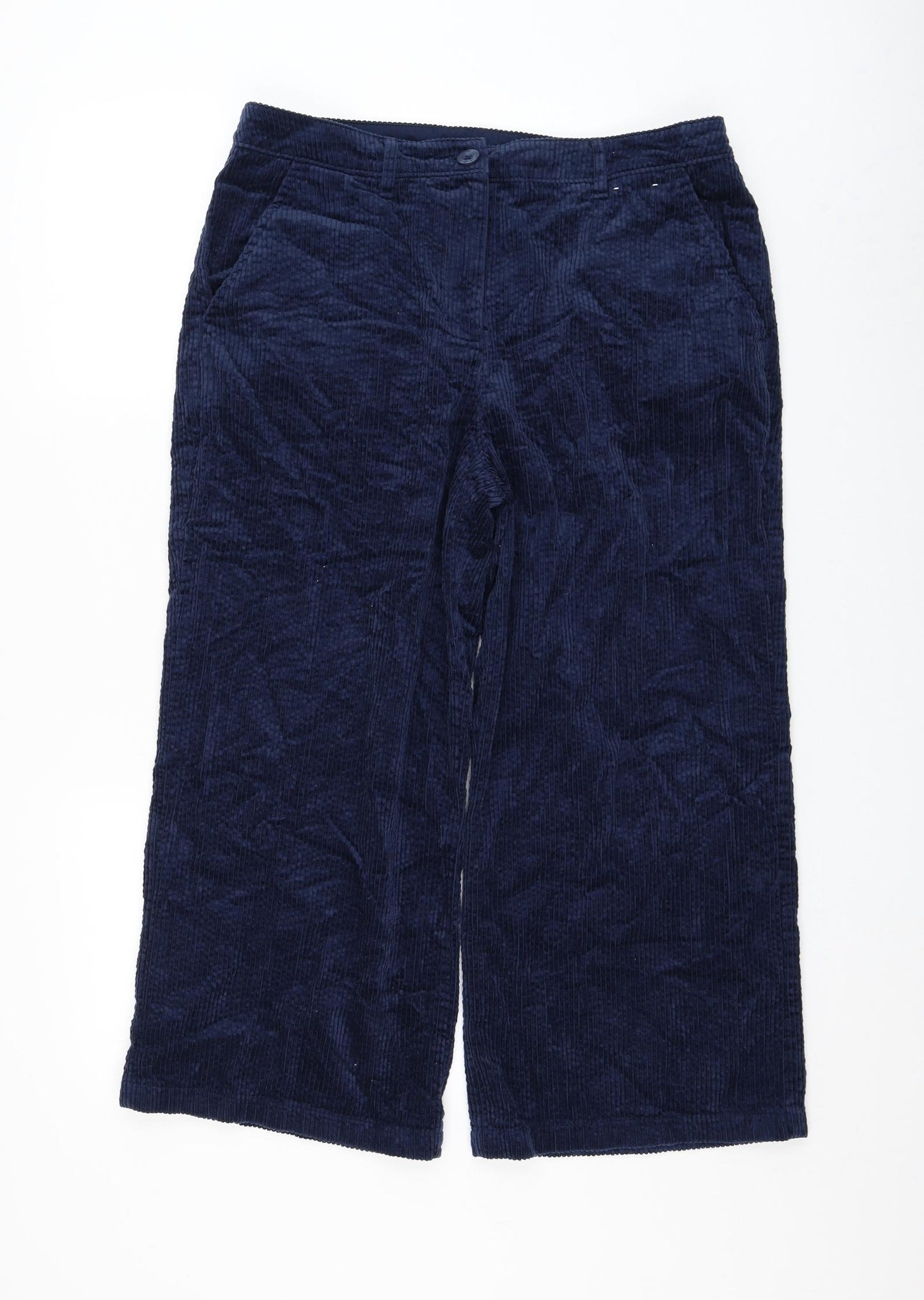 Seasalt Womens Blue Cotton Cropped Trousers Size 16 L23 in Regular Zip