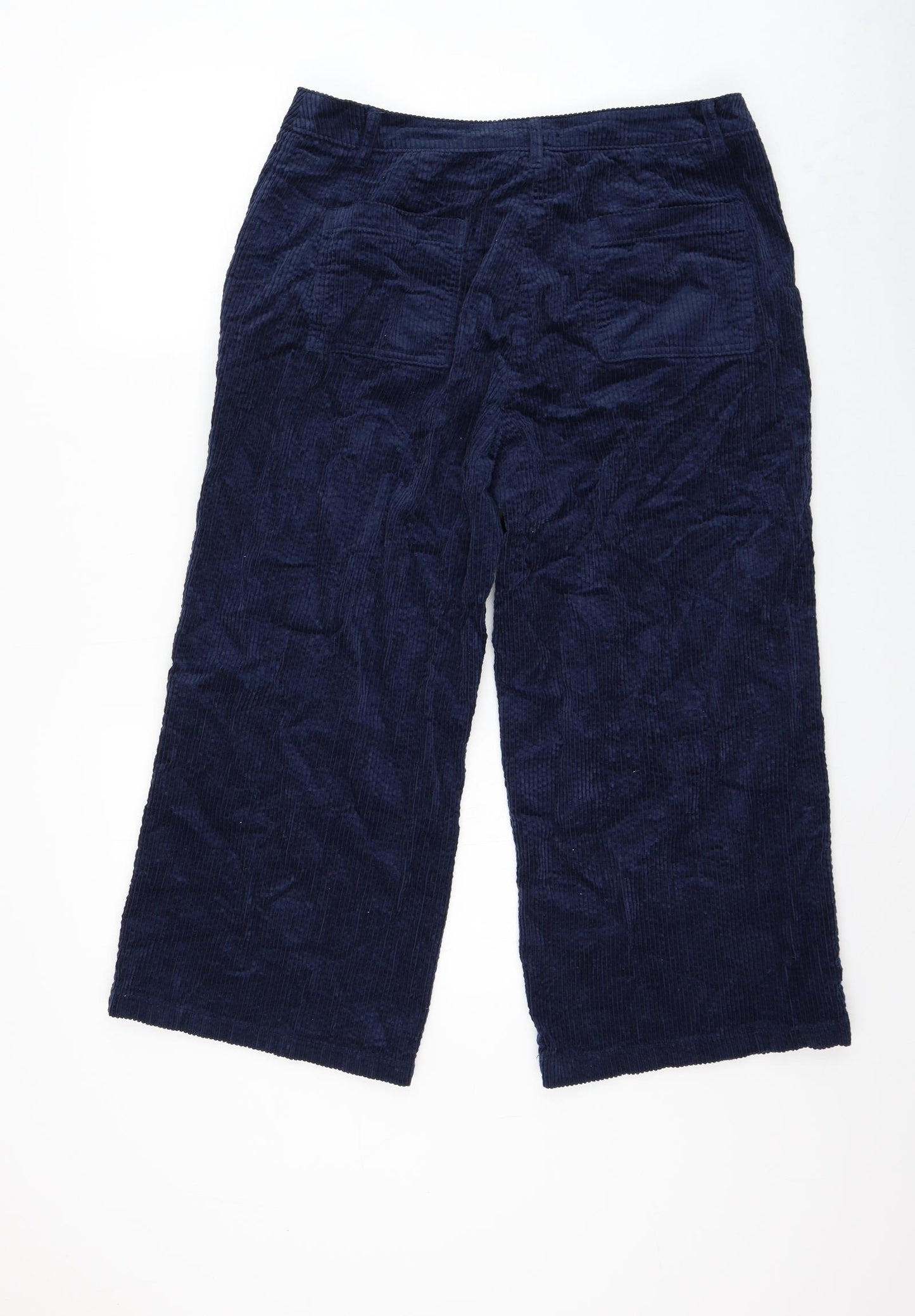 Seasalt Womens Blue Cotton Cropped Trousers Size 16 L23 in Regular Zip