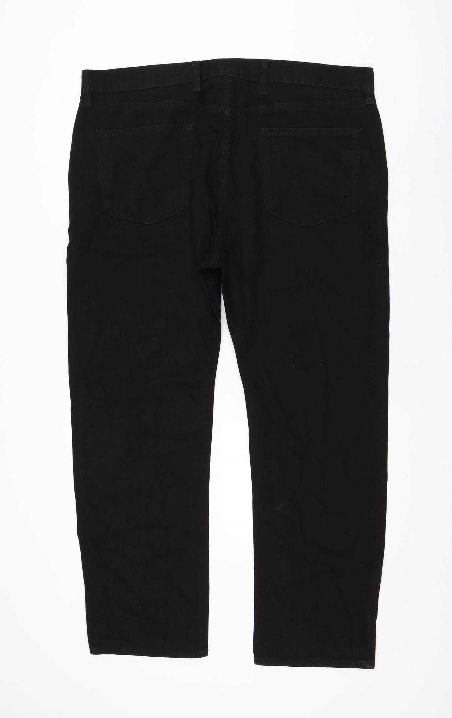 Marks and Spencer Womens Black Cotton Straight Jeans Size 40 in L29 in Regular Zip