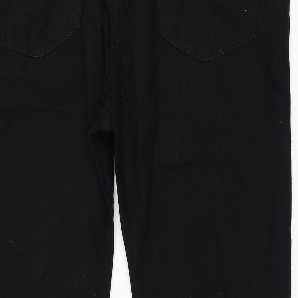 Marks and Spencer Womens Black Cotton Straight Jeans Size 40 in L29 in Regular Zip