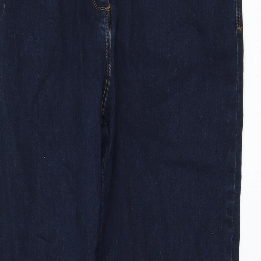M&Co Womens Blue Cotton Straight Jeans Size 14 L31 in Regular Zip
