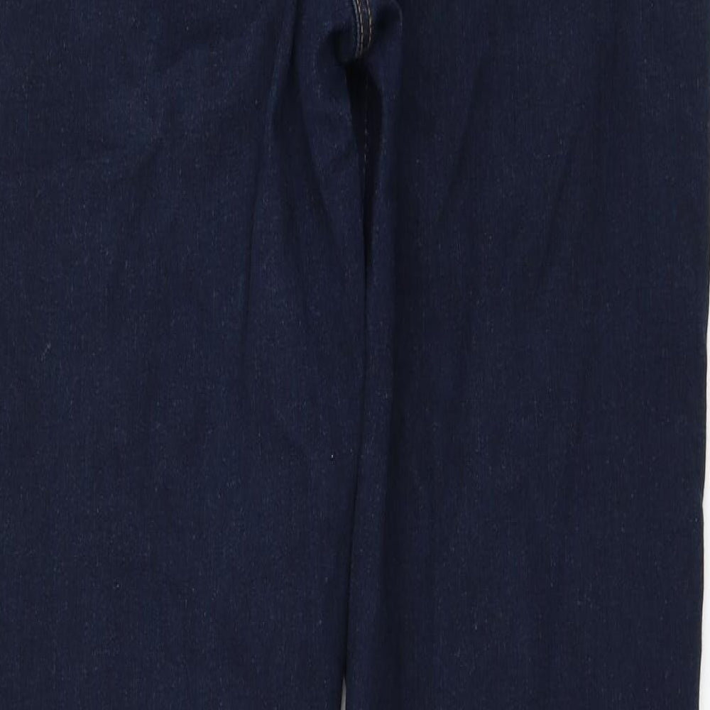 M&Co Womens Blue Cotton Straight Jeans Size 14 L31 in Regular Zip