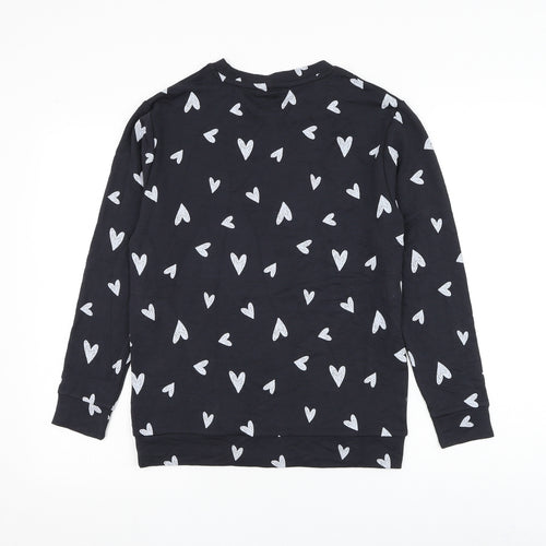 Marks and Spencer Girls Black Geometric Viscose Pullover Sweatshirt Size 11-12 Years Pullover - Heart