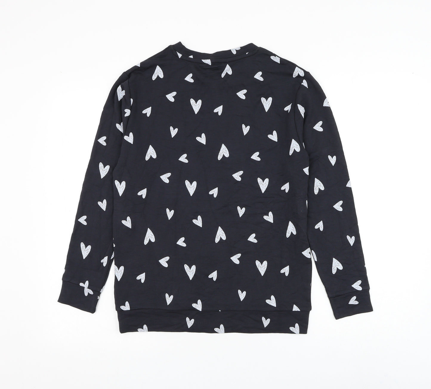 Marks and Spencer Girls Black Geometric Viscose Pullover Sweatshirt Size 11-12 Years Pullover - Heart