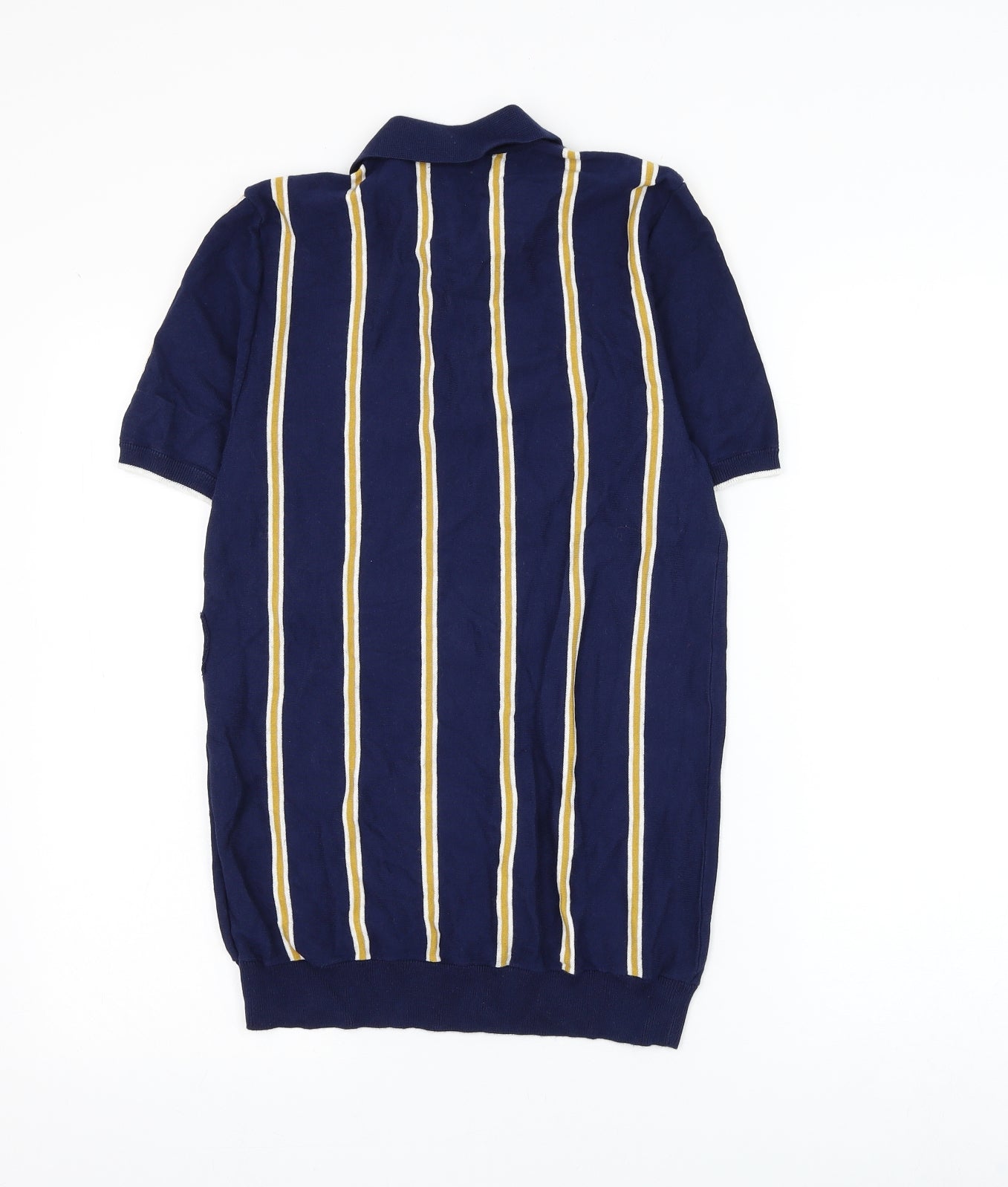Marks and Spencer Mens Blue Striped Cotton Polo Size XS Collared Button