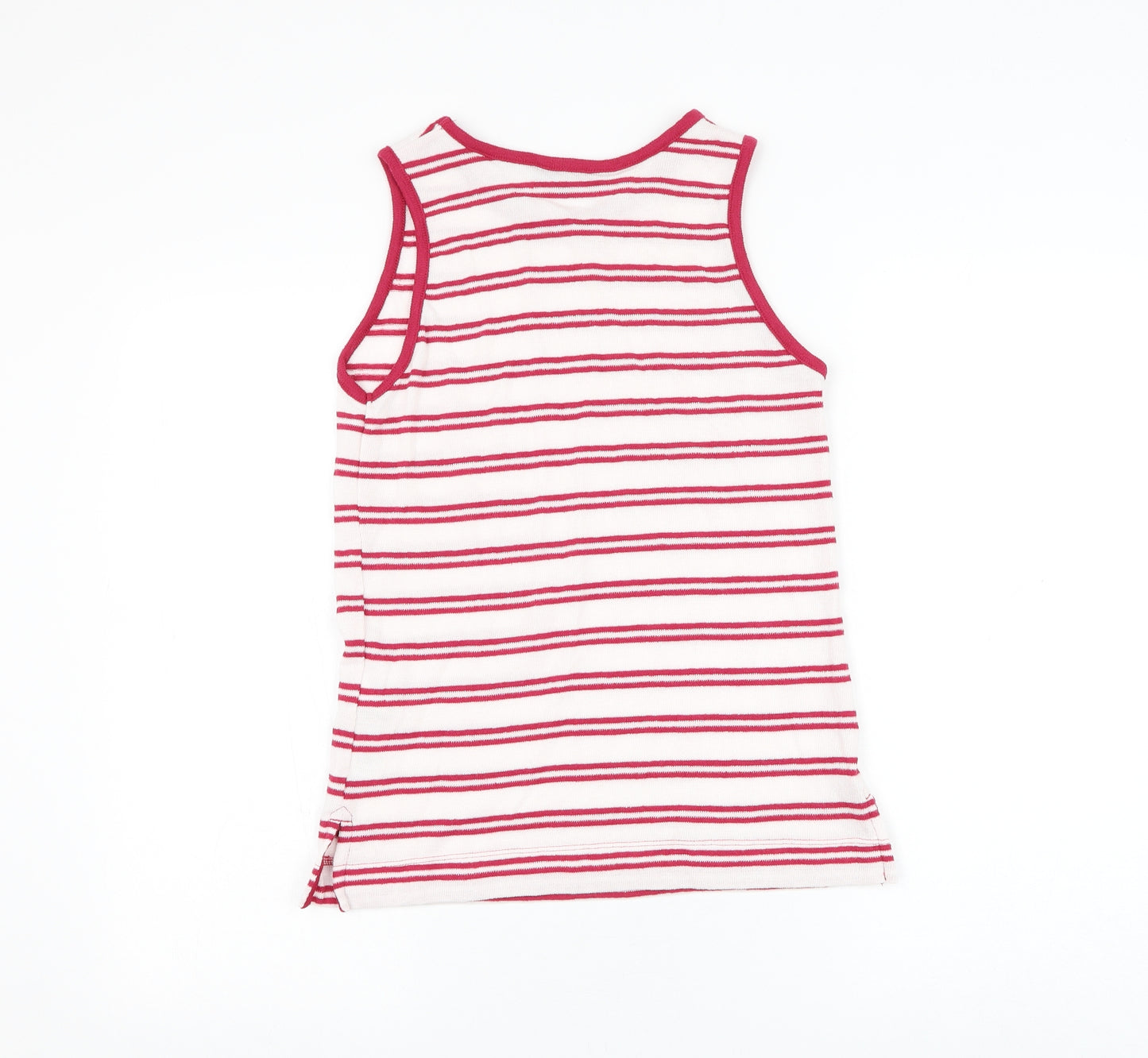 Marks and Spencer Womens White Striped Cotton Basic Tank Size 6 Round Neck