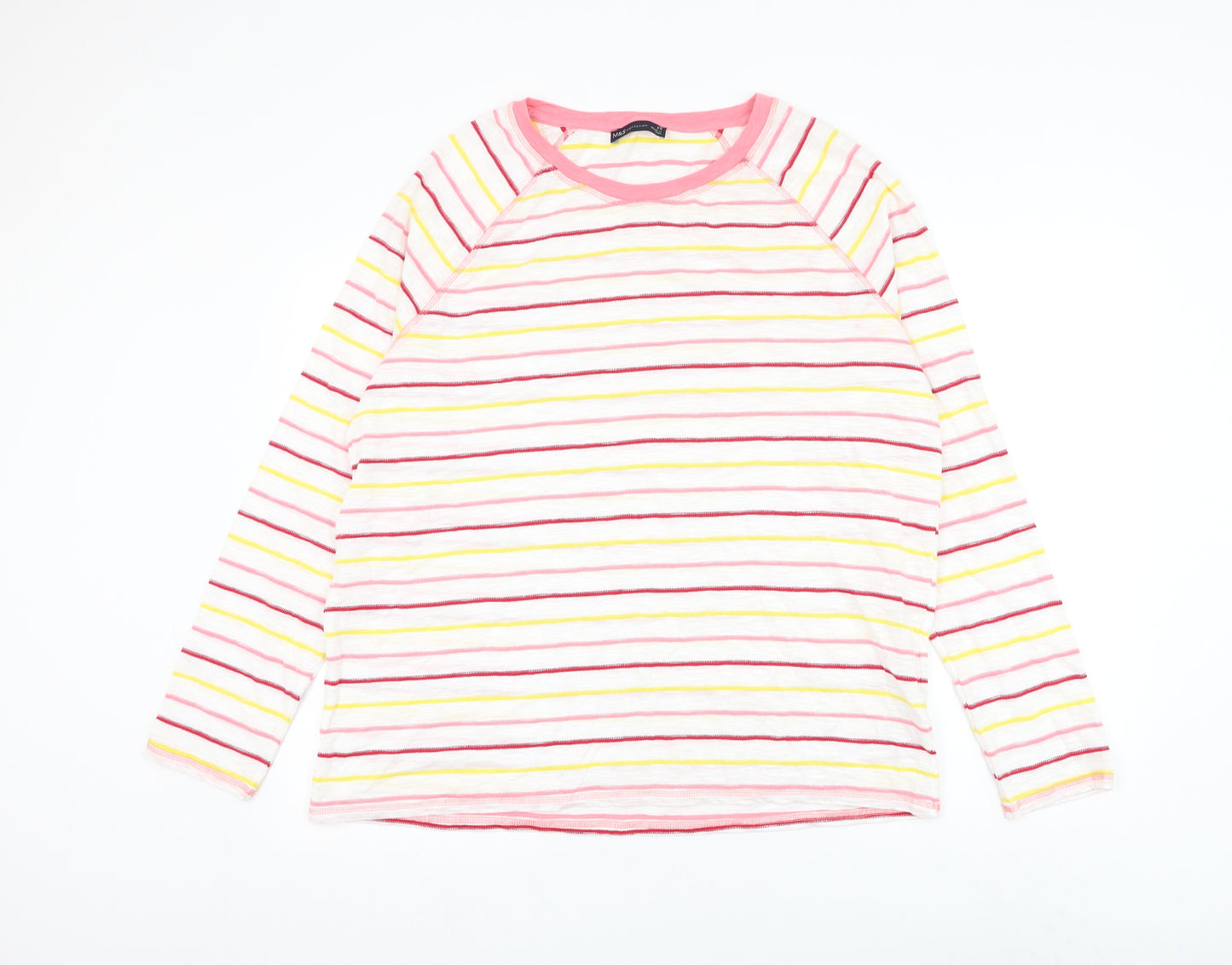 Marks and Spencer Womens White Striped Cotton Pullover Sweatshirt Size 20 Pullover