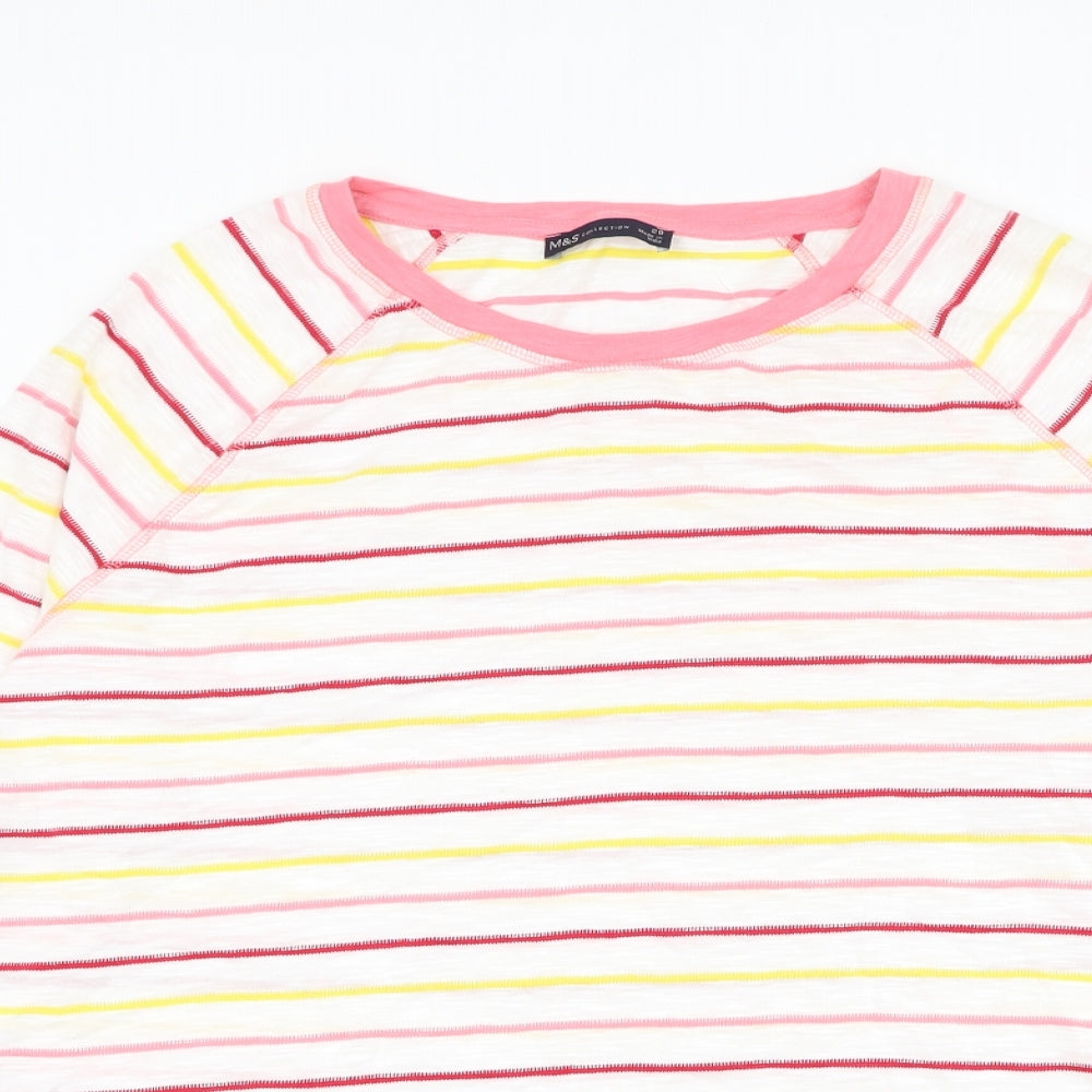 Marks and Spencer Womens White Striped Cotton Pullover Sweatshirt Size 20 Pullover
